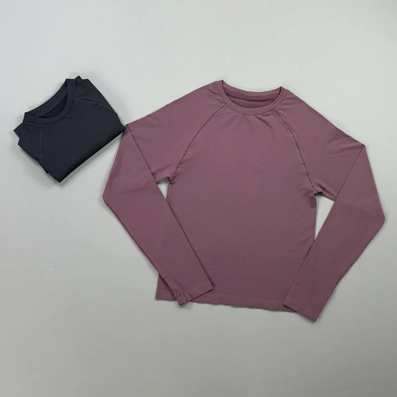Long Sleeve Workout Top Women Crew Neck Raglan Sleeve Soft Lightweight Slim Fit Stretch Yoga Pilates Running Gym Athletic Tee