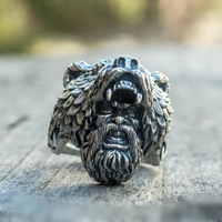 New Creative Trend Hip Hop Rock Retro Biker Punk Bully Viking Bear Warrior Men's Ring Street Niche Party Birthday Gift Jewelry