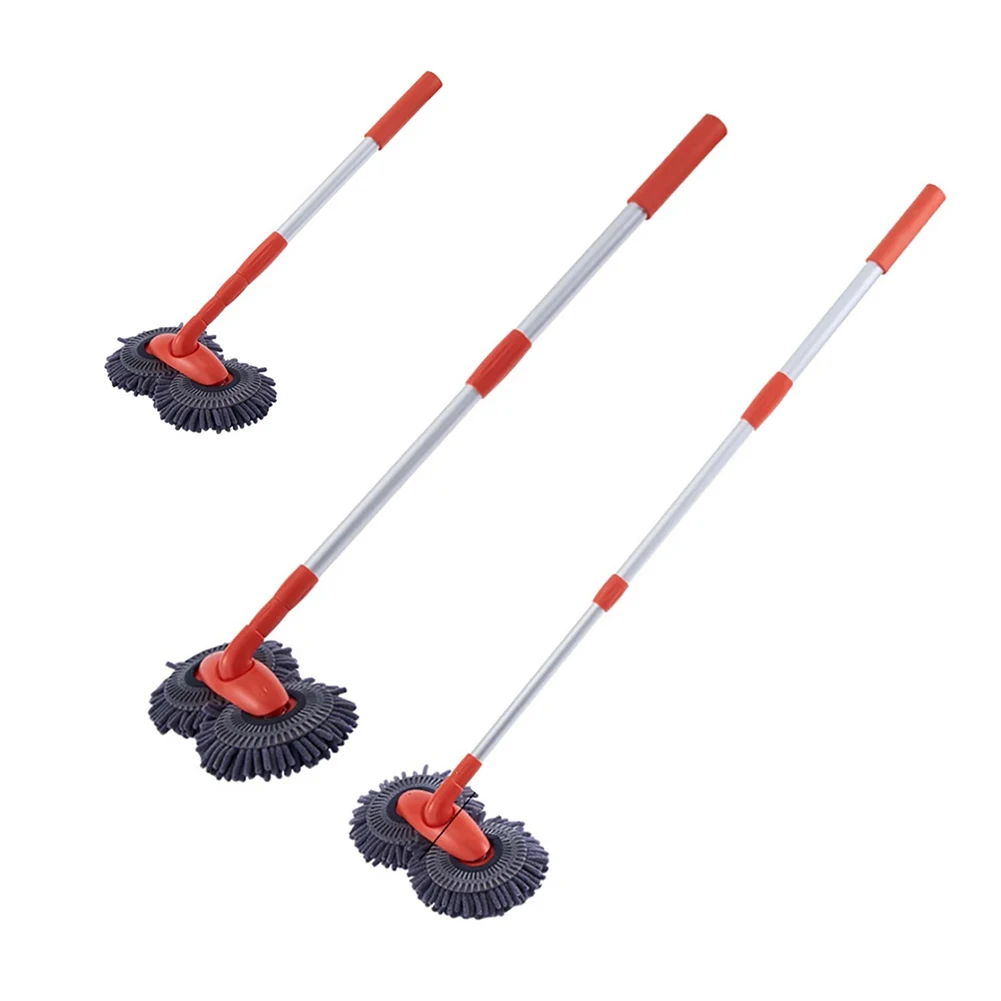 Car Wash Mop Double Brush Head Rotating Car Brush Three-Section Telescopic Mop Roof Window Cleaning Auto Cleaning Tools