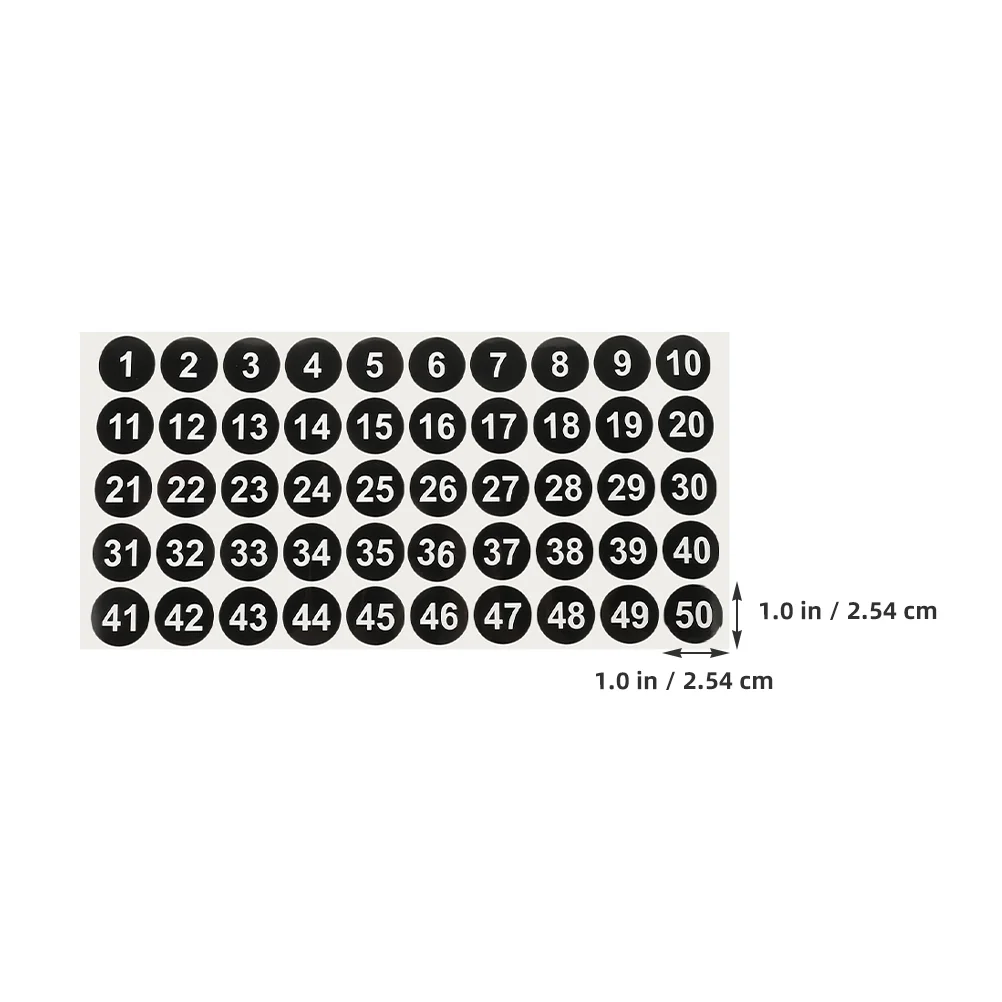 5 Blatt runde Nummernetiketten, Identifikationsaufkleber für bis 50 Aufkleber, selbstklebend, klein