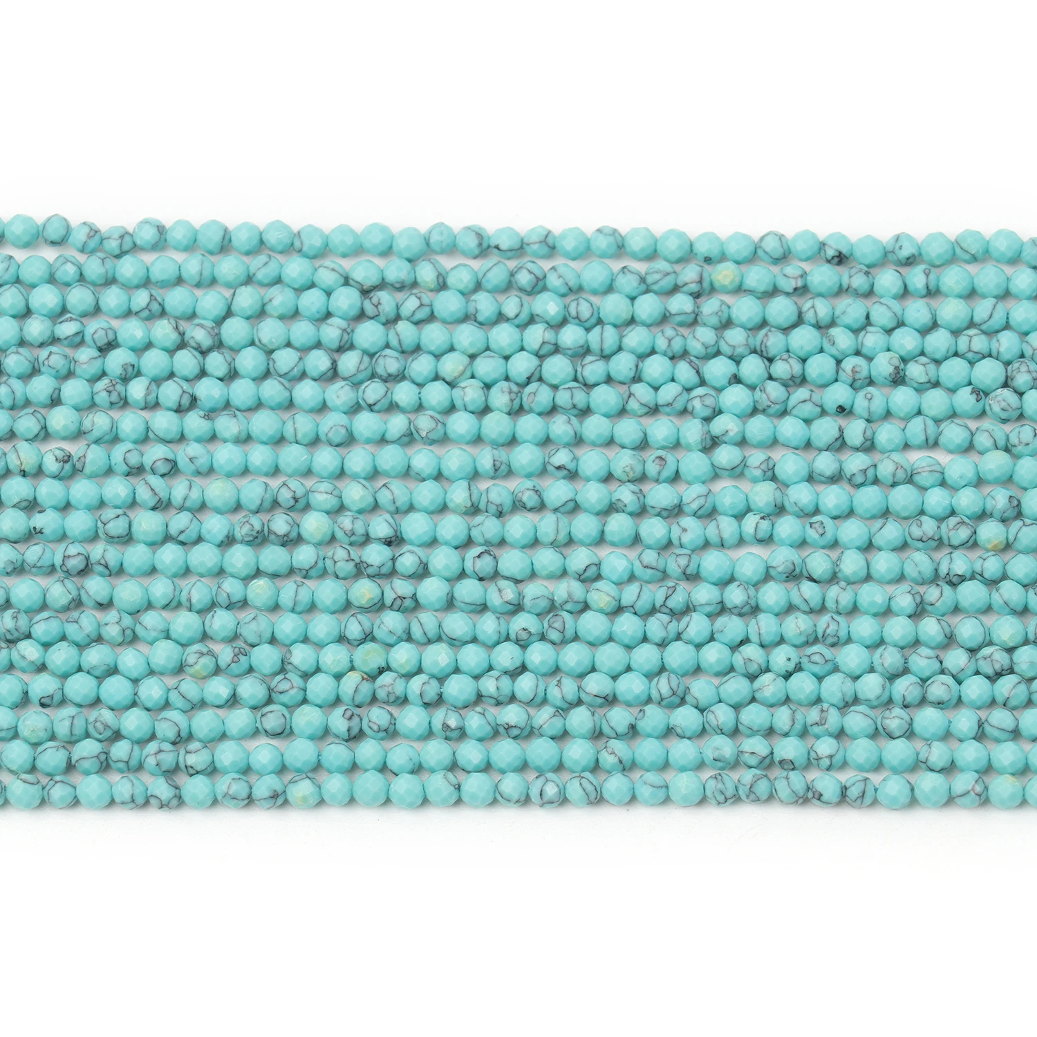 Großhandel Facettierte 2 3 4mm Naturstein Blaue Türkis-Perlen Runde Kleine Lose Perlen für Schmuckherstellung DIY Armbänder Halsketten – Detail 3
