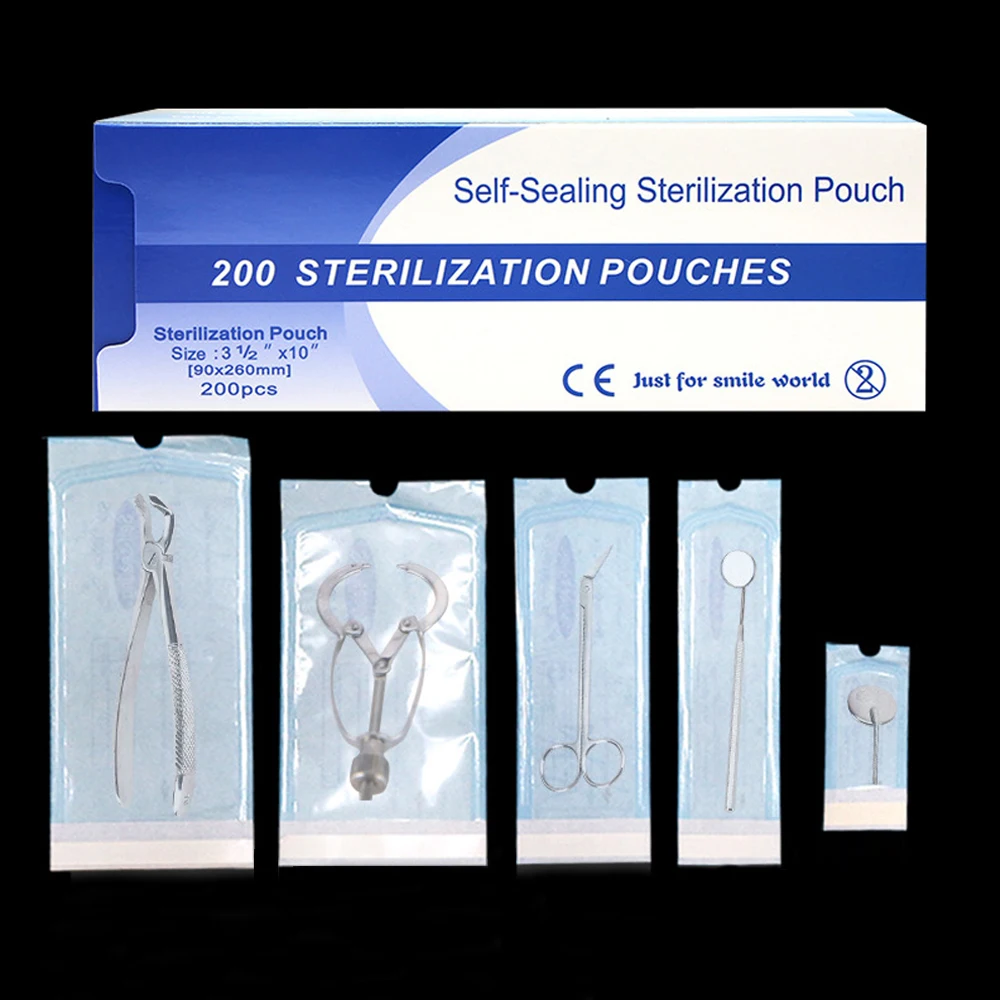 

200pcs/box Dental Self-sealing Sterilization Pouches 7 Sizes Medical-grade Bag Disposable Sterile Packaging Bag