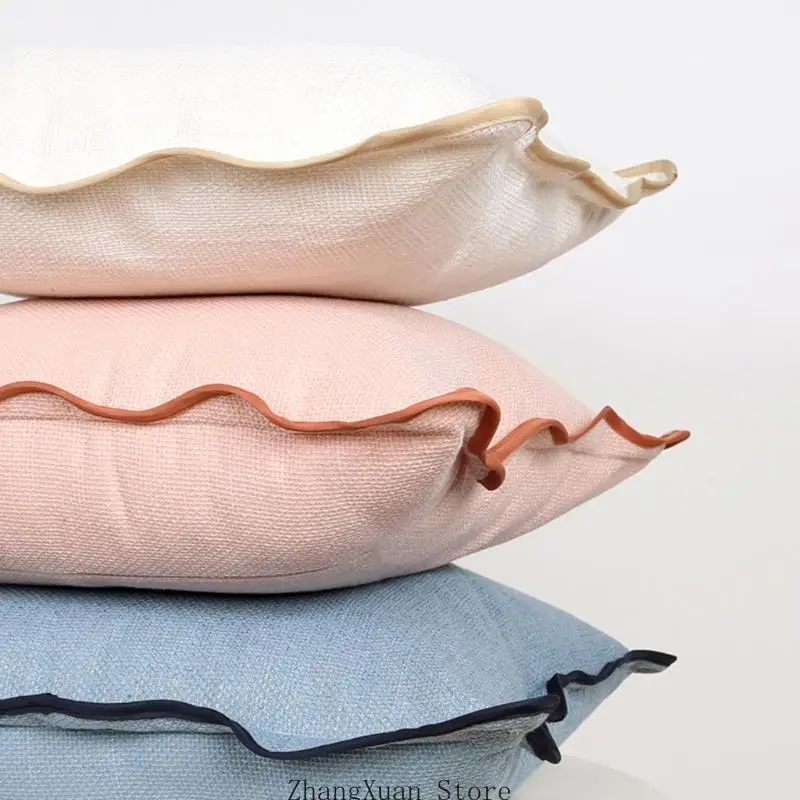Polyester-Kissenbezug, 45 quadratisch, dekorativer Schonbezug mit Randbesatz für Stuhl, Sitz, Sofa, Akzent, 3 x – Detail 7