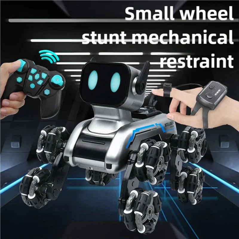 Children's remote control car intelligent robot dog gesture induction deformed eight-wheel stunt electric mechanical dog toy