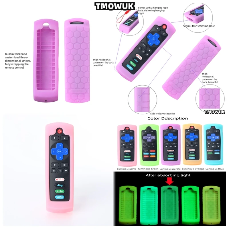 

For TCL Roku280 TV Remote Control Silicone Protective Cover Case Anti-drop Anti-scratch Shockproof