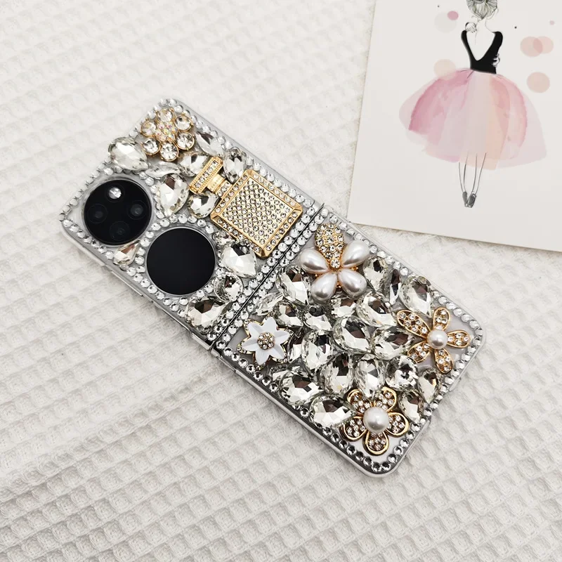 Glittering For Huawei P50 Pocket Case, Foldable Screen and Diamond Inlaid Princess Protective Cover