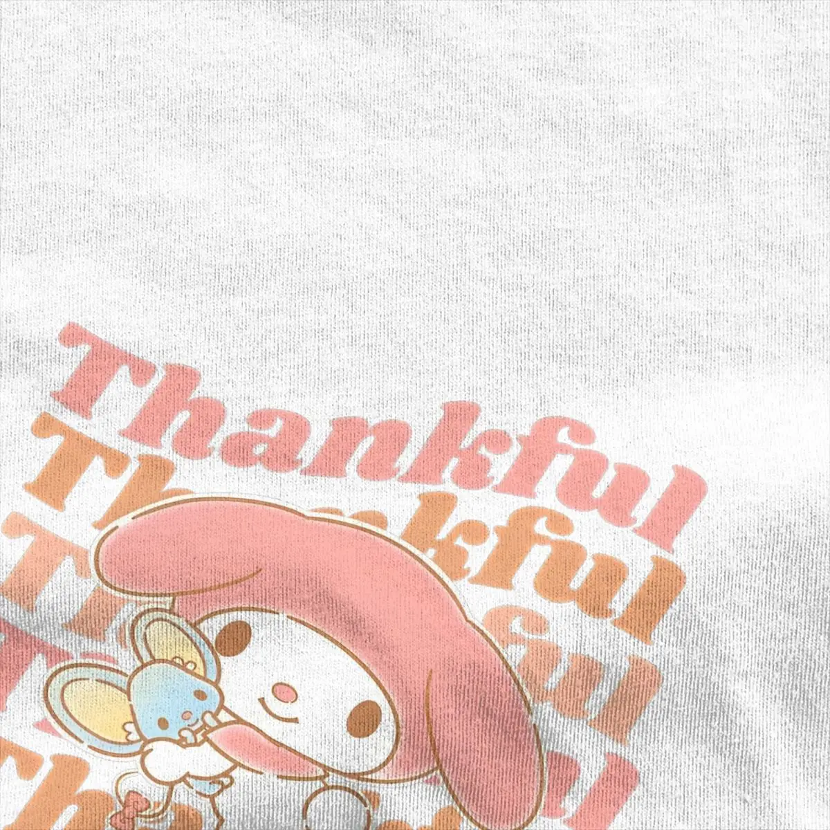 My Melody Thankful T Shirt Adult  Retro 100% Cotton T-Shirts Summer Round Neck Trendy Cool Tee Shirt Pattern Oversized Clothes