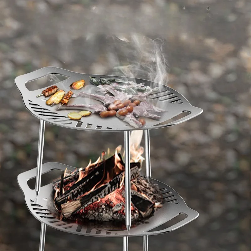 

Уличная круглая сковорода-гриль для барбекю, корейская сковорода для барбекю, жареные овощи, пикник, утолщенная складная портативная уличная продукция