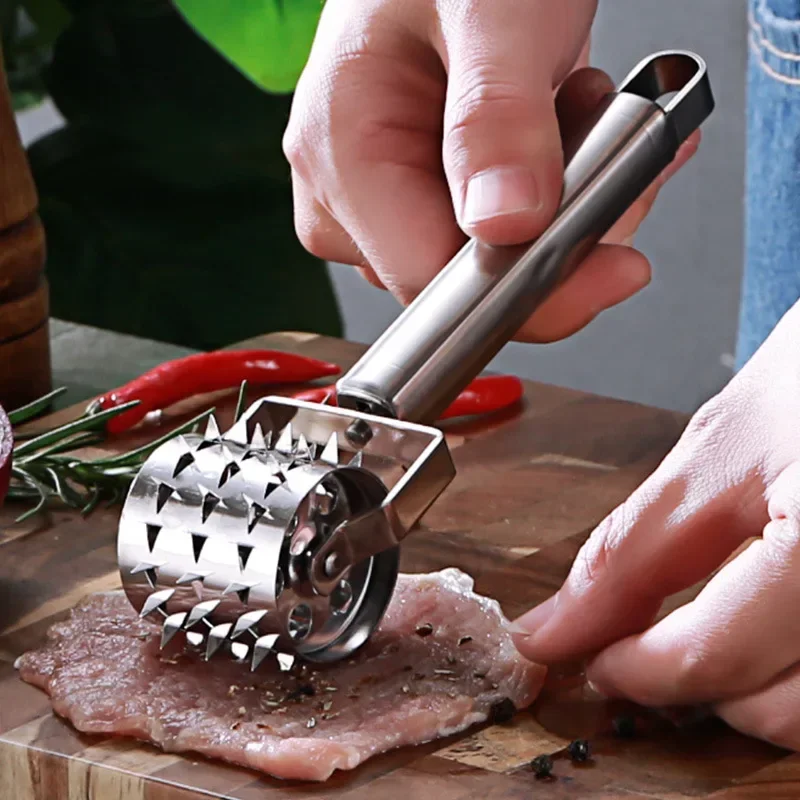 Stainless Steel Meat Tenderizer Chopper Roller  Hammer For Steak Knock-Sided  Pork Pounders Cooking Kitchen Tools