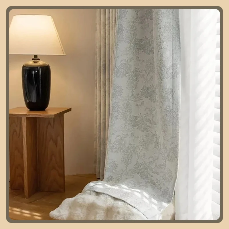 

Custom Size Light Luxury Fabric Thick Chenille Curtain Blackout Finished Curtain Fabric for Living Dining Room Bedroom Fashion