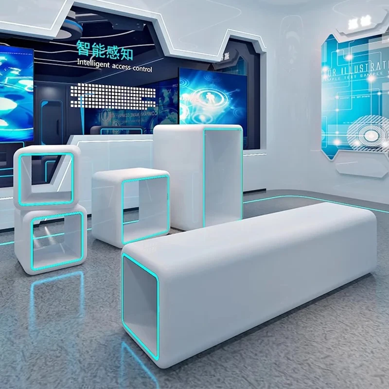 custom.Customizable Circular Showcase Science & Technology Exhibition Display Cabinet with Center Island Booth