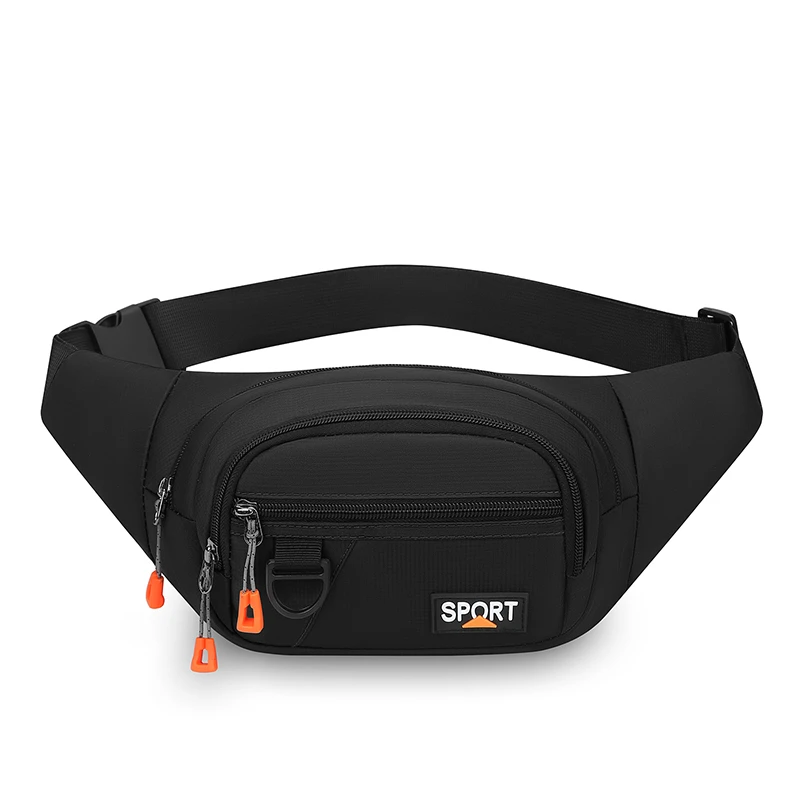 Sac de taille pour hommes – Sac à bandoulière noir réglable avec plusieurs poches zippées, sac de poitrine fonctionnel, style décontracté