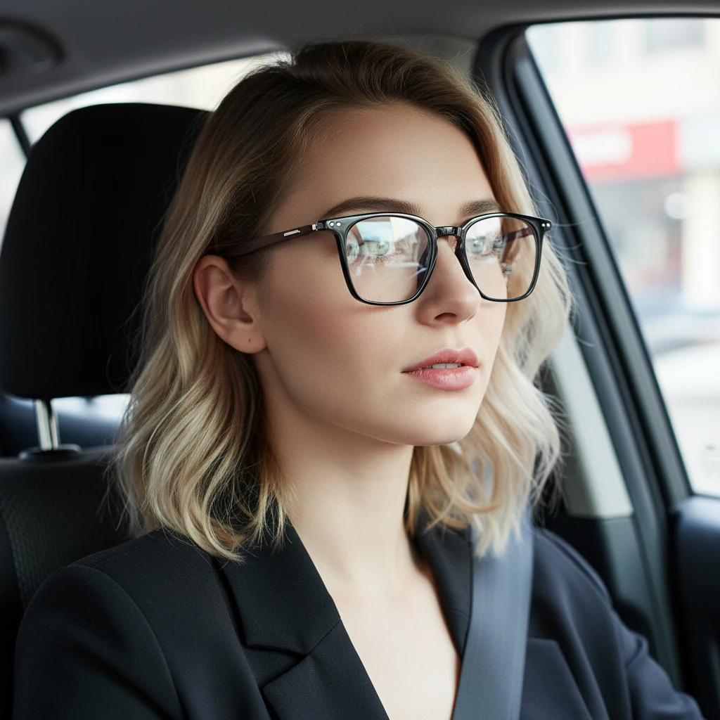Neue modische Anti-Blaulicht-Brille mit quadratischem Rand und flachem Silbergestell für Männer und Frauen, Autobrille3022