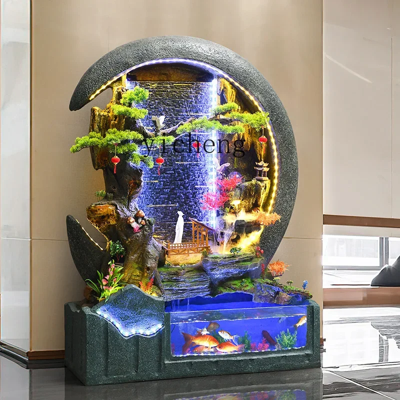 L7-14 running water fountain living room office indoor water curtain wall running water screen rockery circulation ornament
