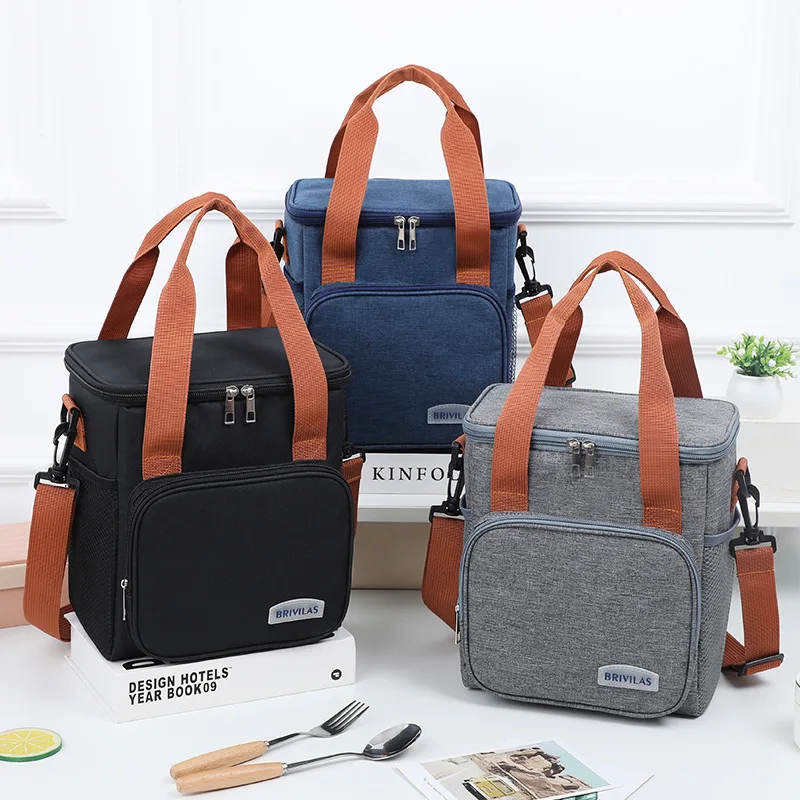 

Portable Thermal Lunch Bag Picnic Food Cooler Bags Insulated Case Durable Waterproof Office Lunchbag Shoulder Strap Cooling Box
