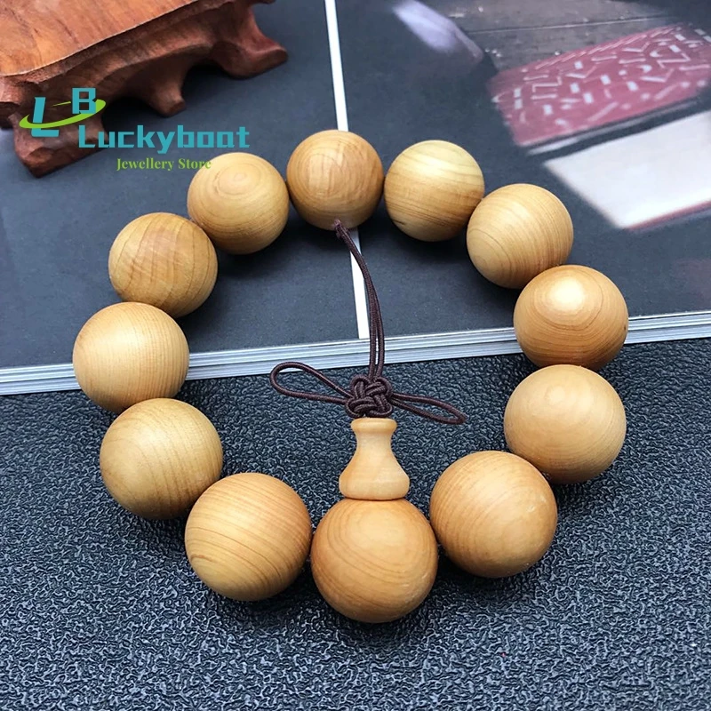 

10pc 6/8mm Taihang Cliff Cypress 108 Prayer Bracelet 2cm Round Beads Men' Bracelet Buddhist Rosary Wood Chain Meditation Mala