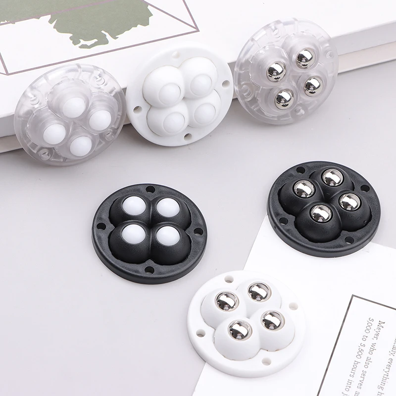 4Pcs Non Punching Adhesive Furniture Ball Universal Pulley Household Mobile Base Caster Accessories Trash Can Bottom Wheel