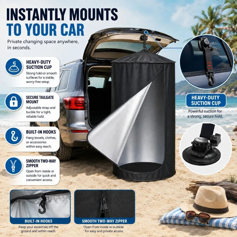 Quick Setup Pop Up SUV Tailgate Car Trunk Privacy Tent Waterproof Room Portable Changing Room Shower Shelter Toilet Gear Kit