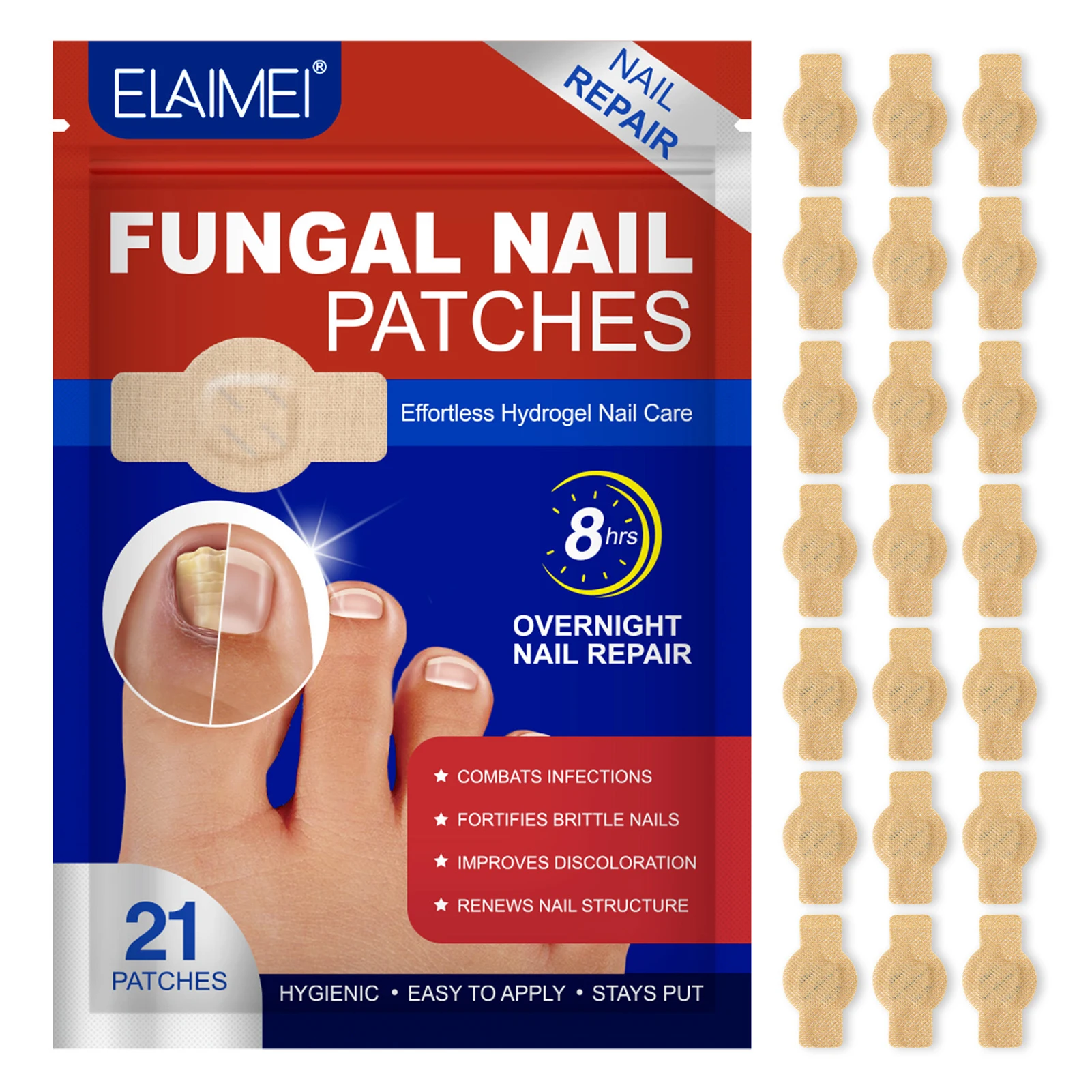 真菌爪パッチ 21/32 個爪ヘルスケアパッチ夜間足の爪治療損傷した爪足の爪の修復とケア