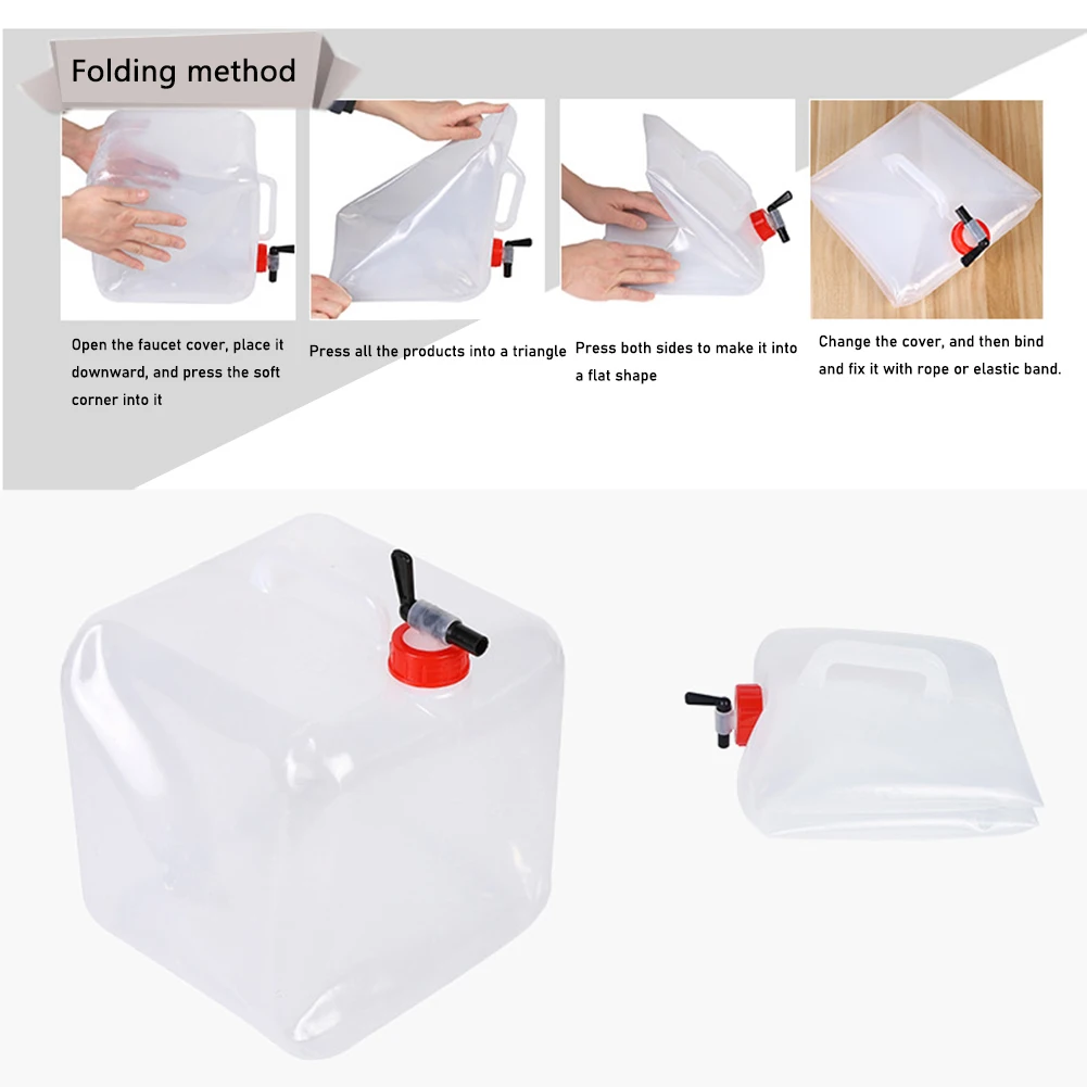 10/15L/18L/20L سميكة قابلة للطي حاوية تخزين المياه سعة كبيرة في الهواء الطلق التخييم شرب حقيبة خزان المياه دلو #5