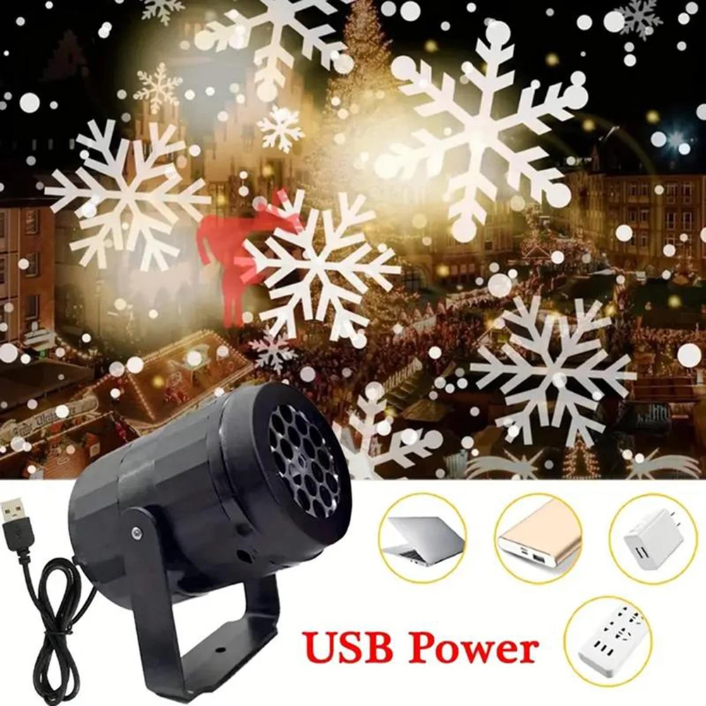 Snowflake Projector Light Rotating Xmas Pattern LED Stage Light Birthday Present