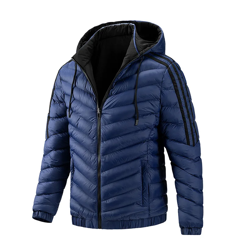 Abrigos acolchados de algodón para hombre, chaqueta de doble cara, ropa de invierno y primavera, cortavientos informal con capucha, talla 2XL, 2022