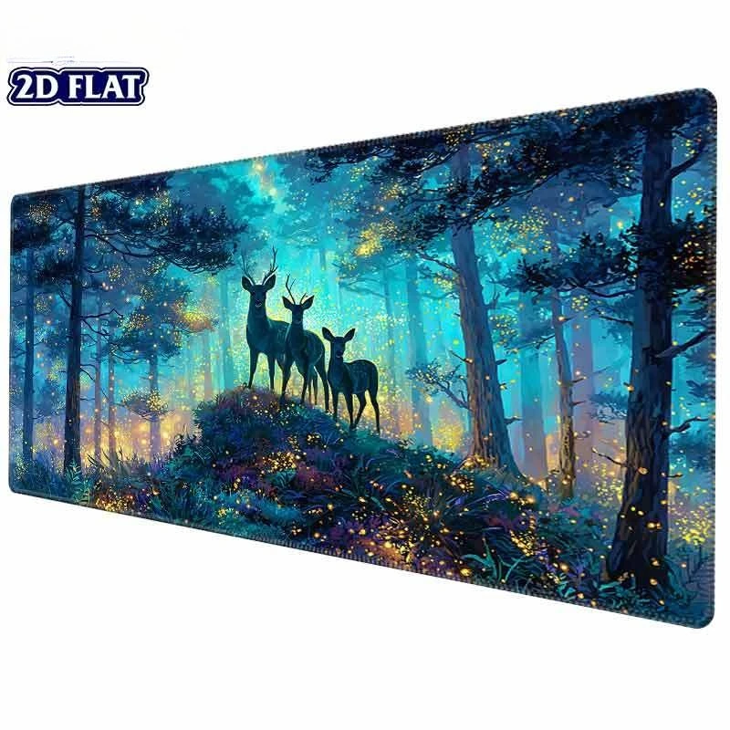 Glowing Night Desk Mat & Gaming Mouse Pad Suitable for Laptop, Computer, PC, Tablet - Non-Slip Rubber Base, Stitched Edges
