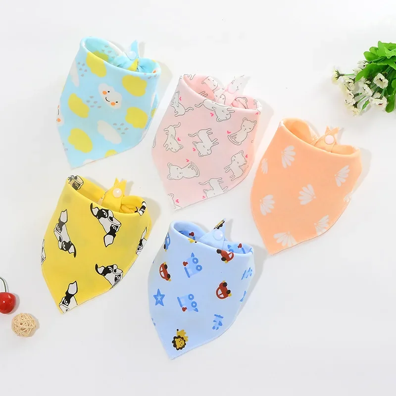 2pcs Baby Bibs Waterproof Triangle Cotton Cartoon Child Baberos Bandana Bibs Dribble Bibs Newborn Slabber Absorbent Cloth