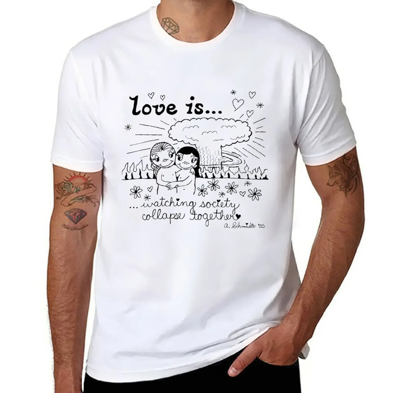 Love is Watching Society Collapse Together T-Shirt animal prinfor boys summer clothes Short sleeve tee men