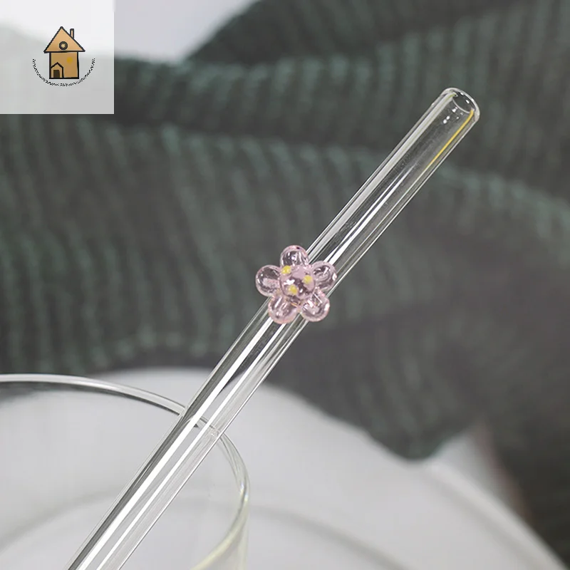 

Flower Glass Straw Reusable Drinking Straws Cute Straw For Festival Party Wedding Cocktail Bar Beachs