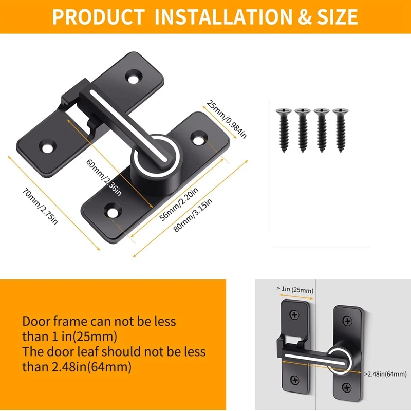 Лучший светящийся дверной замок для сарая, защелка для раздвижной двери сарая, сверхмощная защелка для ворот 180 градусов, подходящая для сада, гаража