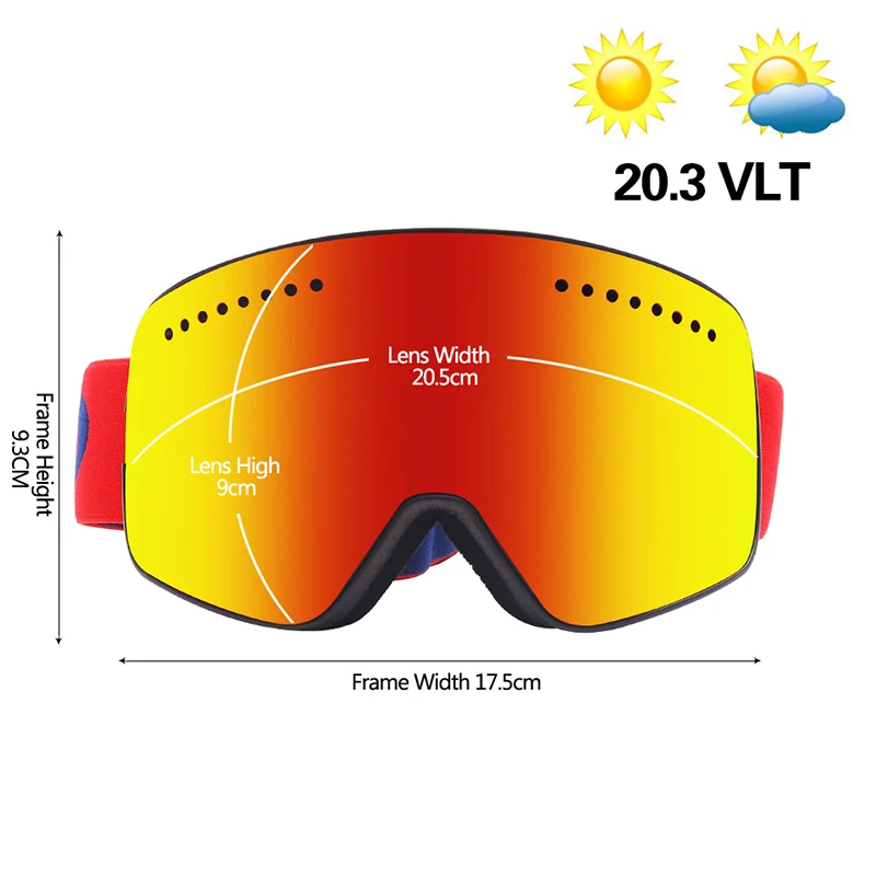 Ski Eyewear REVO Coated Cylindrical Magnet Men Card Myopia Double Anti-fog Double Layer Glasses Women Snowboard Skiing Goggles