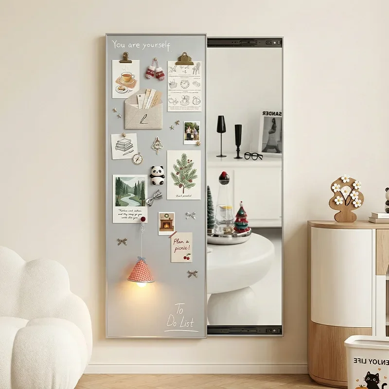 HYS Modern Minimalist Mirror, Full-Length Mirror, Slidable Hidden Dressing Mirror, Wall-mounted Living Room Wall Decorative