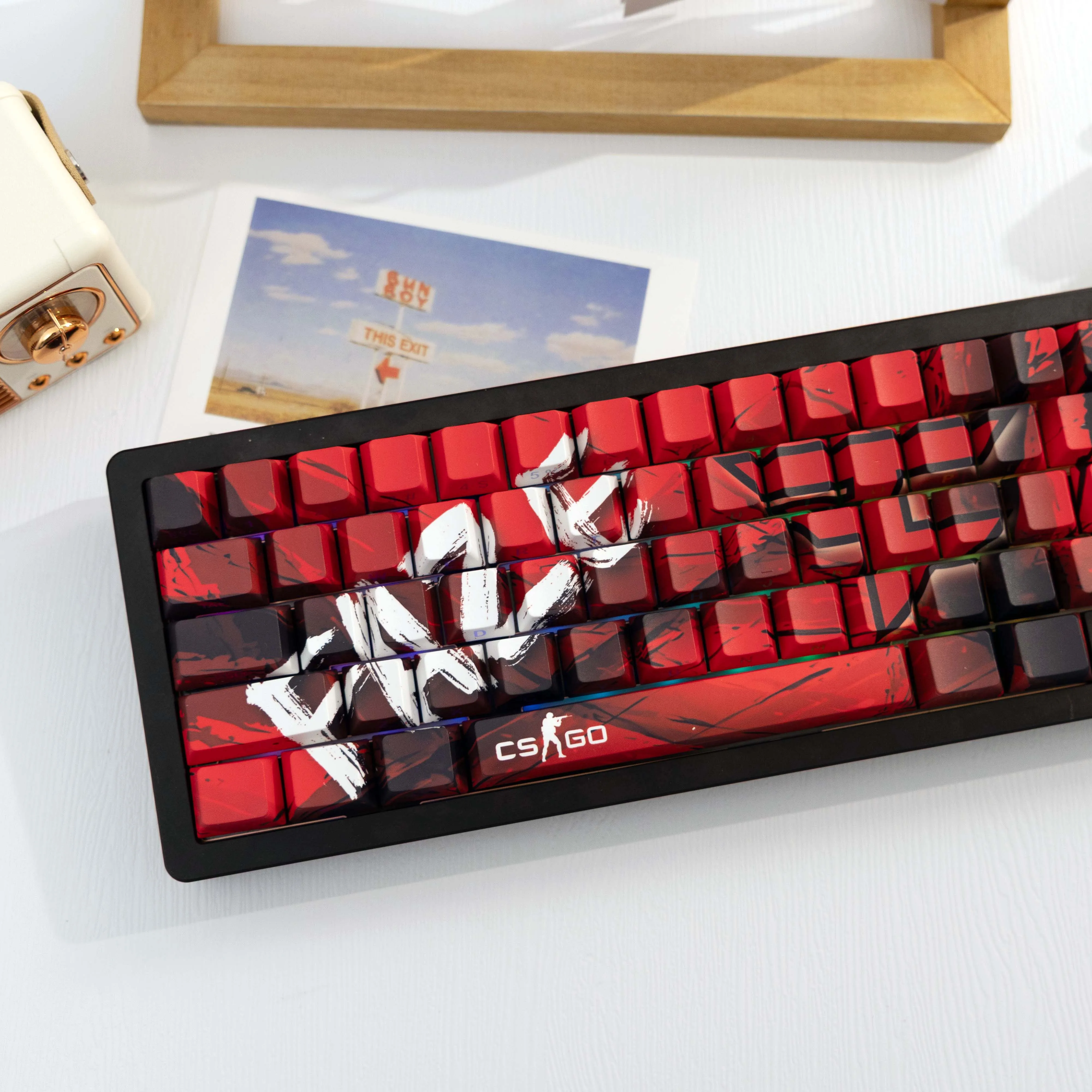 138 Keys Esports Shooting PBT Keycaps Side Print Translucent Cherry Style Dye-Sub MX Switch 61 64 68 87 96 104 108 Random Color