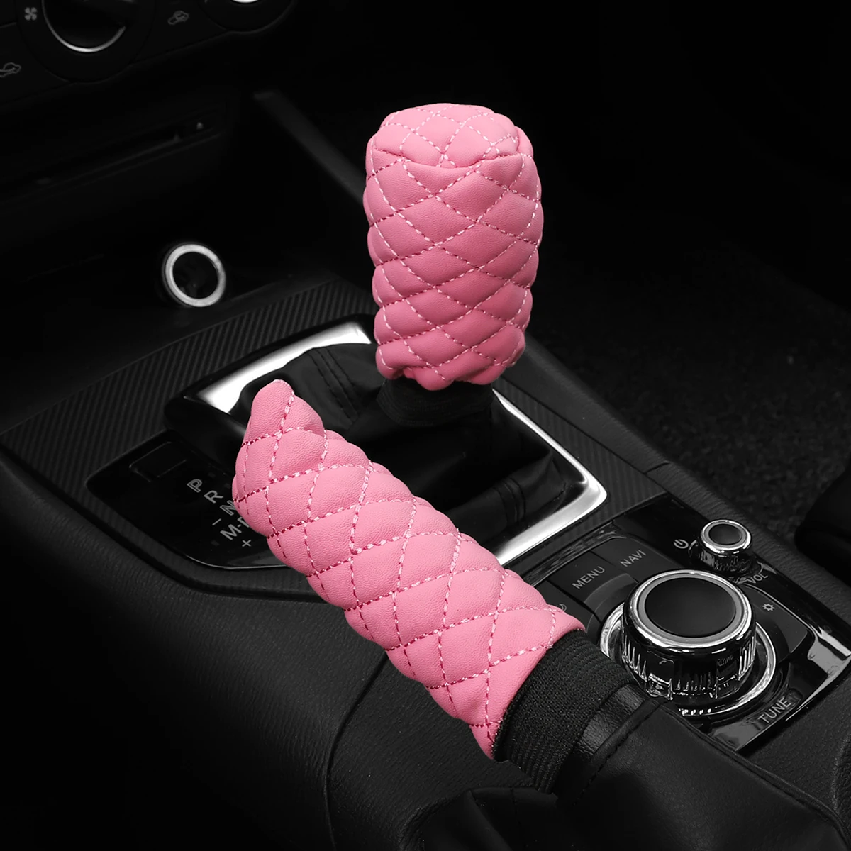 2-piece PU leather embroidery New stereoscopic handbrake set Gear set manual car interiors for men and women