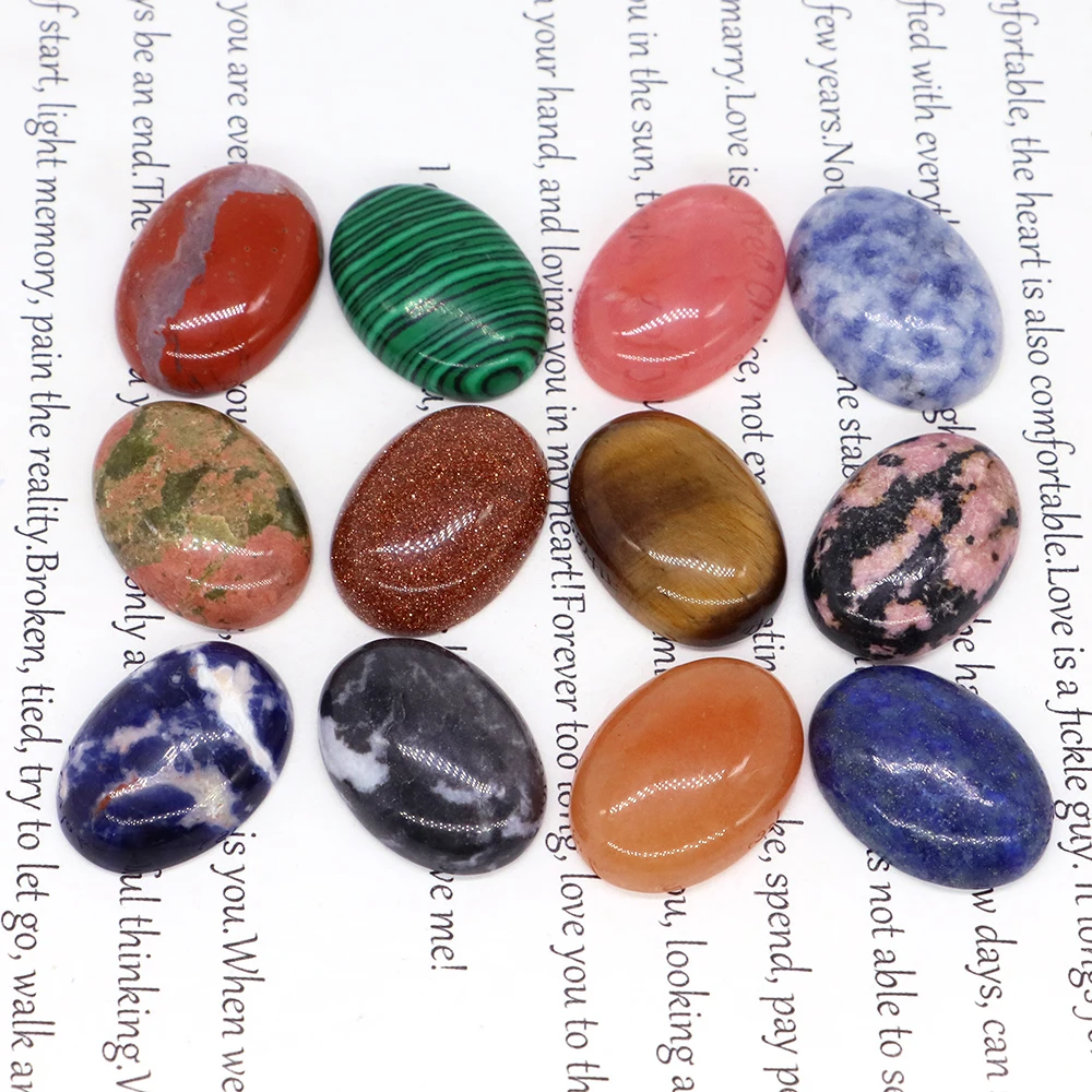 

18x25mm Natural Stone Oval Cabochon Flat Back Gem For DIY Jewelry Making Pendants Bracelet Earring Anklet Accessories Wholesale