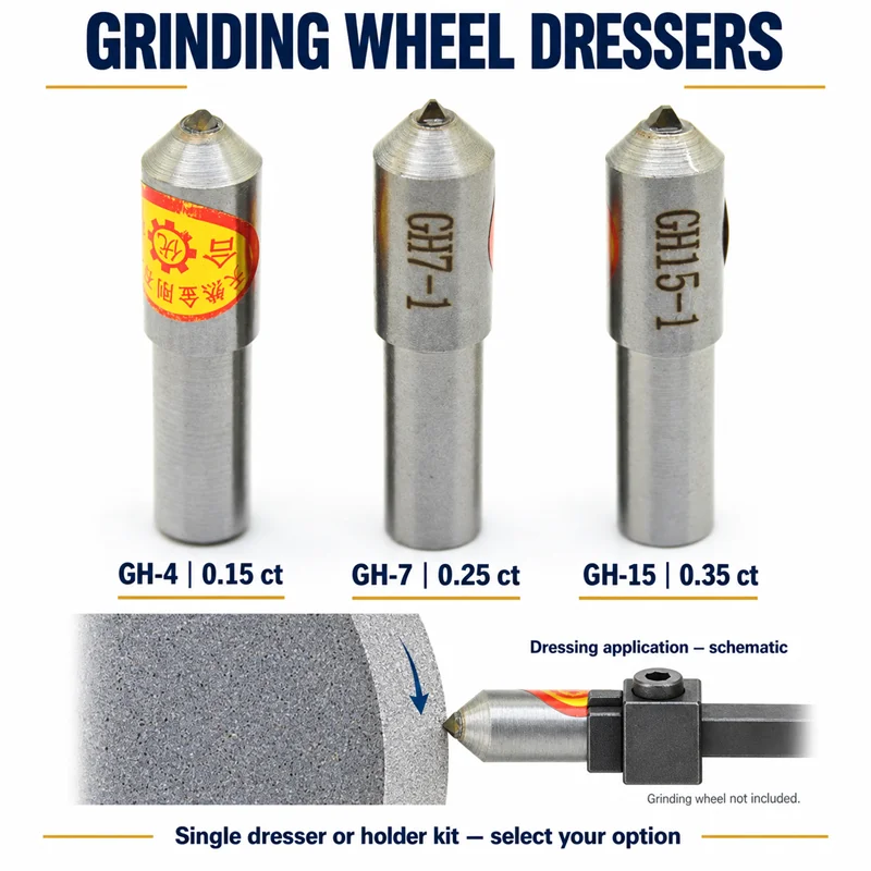 Diamond Grinding Wheel Dresser Kit GH-4 GH-7 GH-15 with 10mm Straight/Stepped Shank Tool And Holder for Precision Grinding