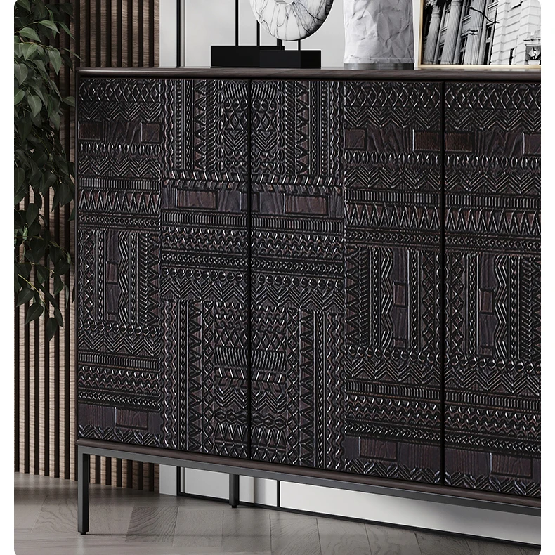 Luxury style bedroom living room engraved large capacity TV cabinet with storage