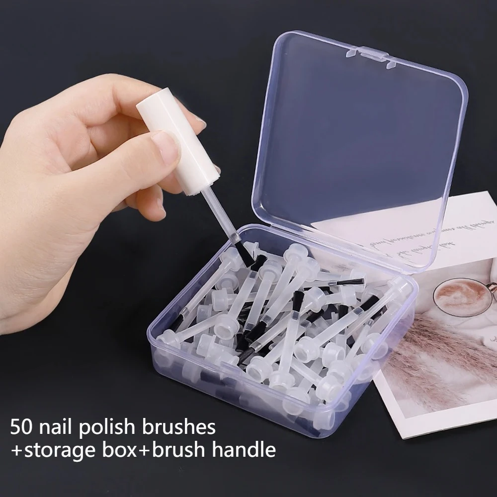 

50Pcs/box Nail Brush Polish Brushes Replacementliquid Artdipping Applicator Dip Disposable Acrylic Powder Heads Manicure Set
