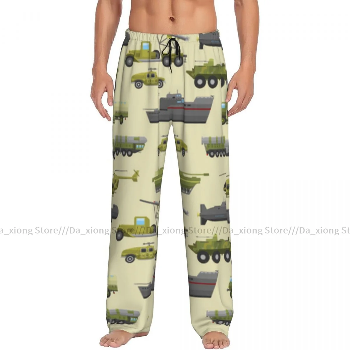 Men Sleep Bottoms Male Lounge Trousers Men's Military Trucks Pattern Pajama Pants