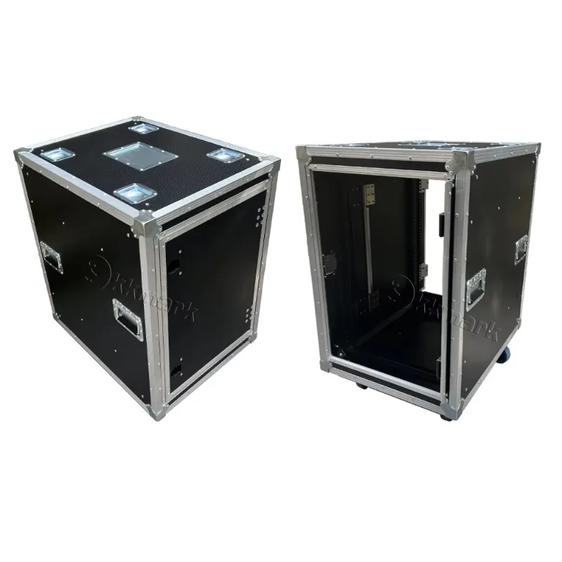 

Kkmark Stackable Storage Transport 16u Shock Mount Rack Flight case with Side Sliding Doors