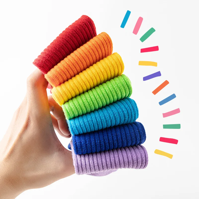 

Носки, детские новые однотонные яркие детские носки, высокоэластичные корейские вертикальные носки до середины икры