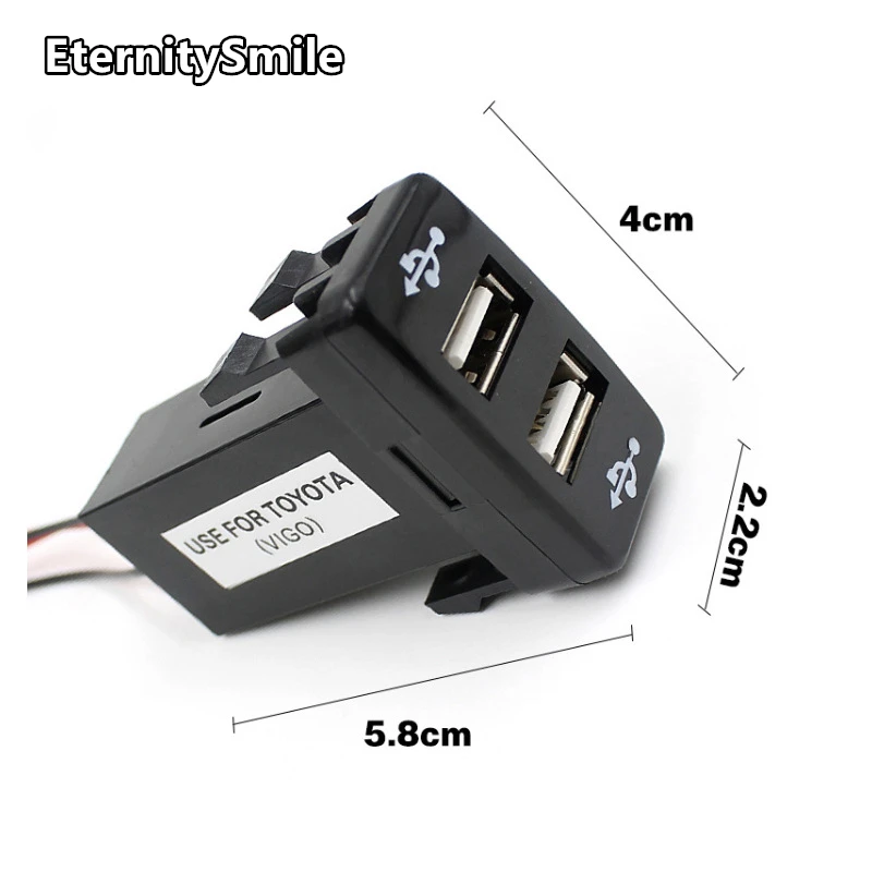 12V Dual Car USB Power Socket Port Charger 2.1A Quick Charge for Toyota