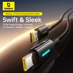 Baseus 100W USB Type C Cable For Huawei P50 P40 Pro Honor Fast Charge 5A Fast Charging USB C Charger Data Cable Wire Cord