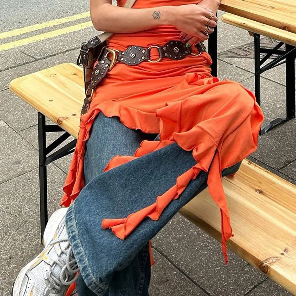 Cintura in vita in pelle PU con occhiello alla moda Cintura gotica Steampunk con rivetti vintage Cintura larga y2k Jeans femminili