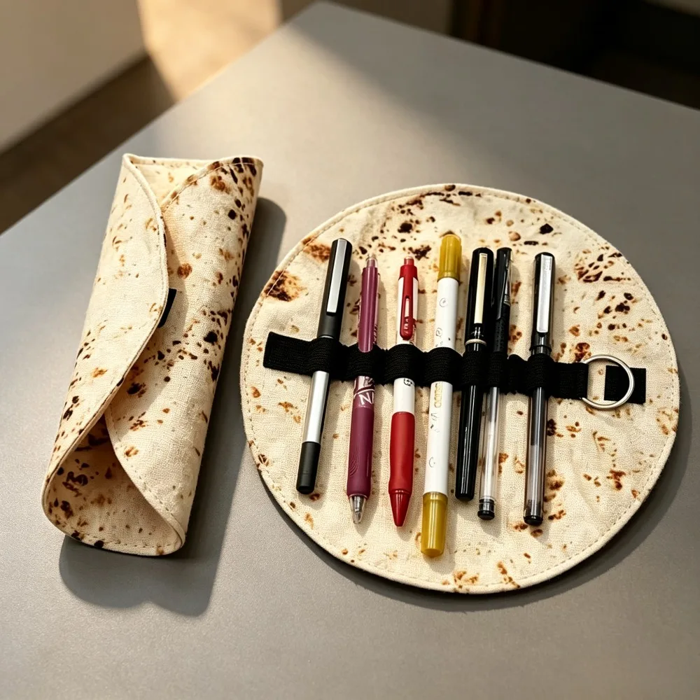 1PCS Flying Pancake Shaped Pencil Case Creative Stain-resistant Simulated Pancake Storage Bag Desktop Organizer Pencil Box