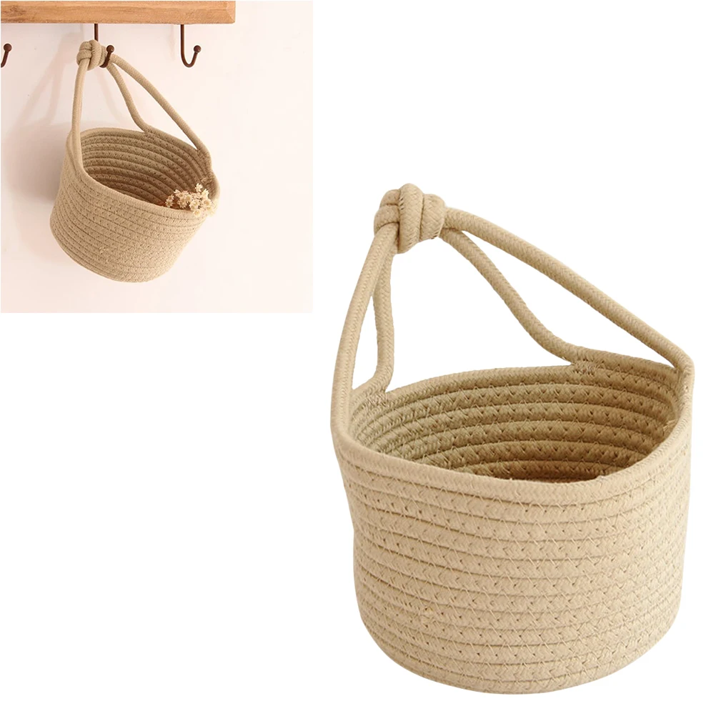 

Woven Cotton Rope Storage Basket Beige Organizer for Home Accessories Round Container Clothing Baby Products Pet Items Stylish