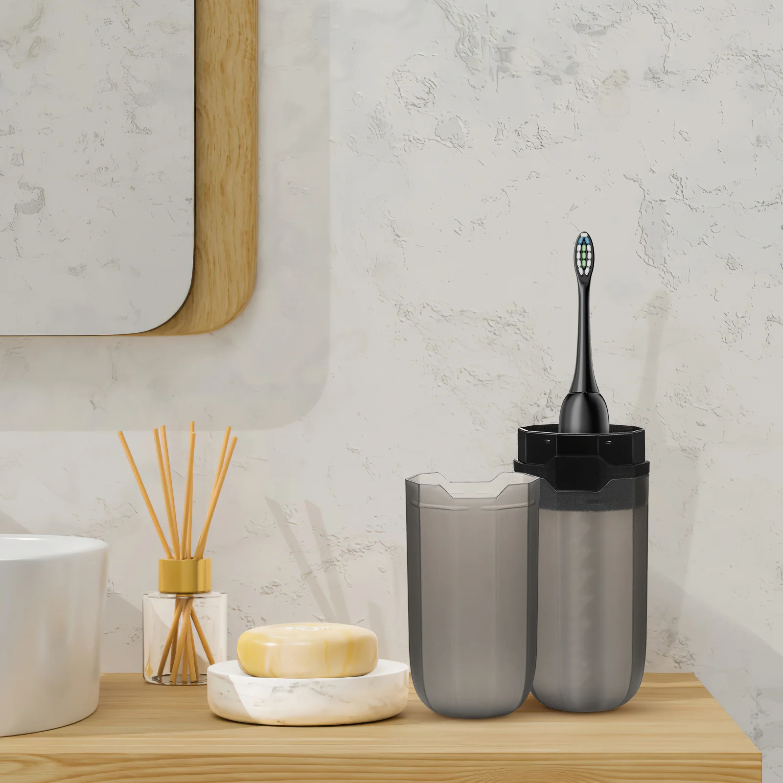 2 قطعة من حقائب فرشاة الأسنان المحمولة، حاملات السفر، صندوق تخزين بلاستيكي خفيف الوزن لرحلات التخييم، علبة فرشاة الأسنان #1