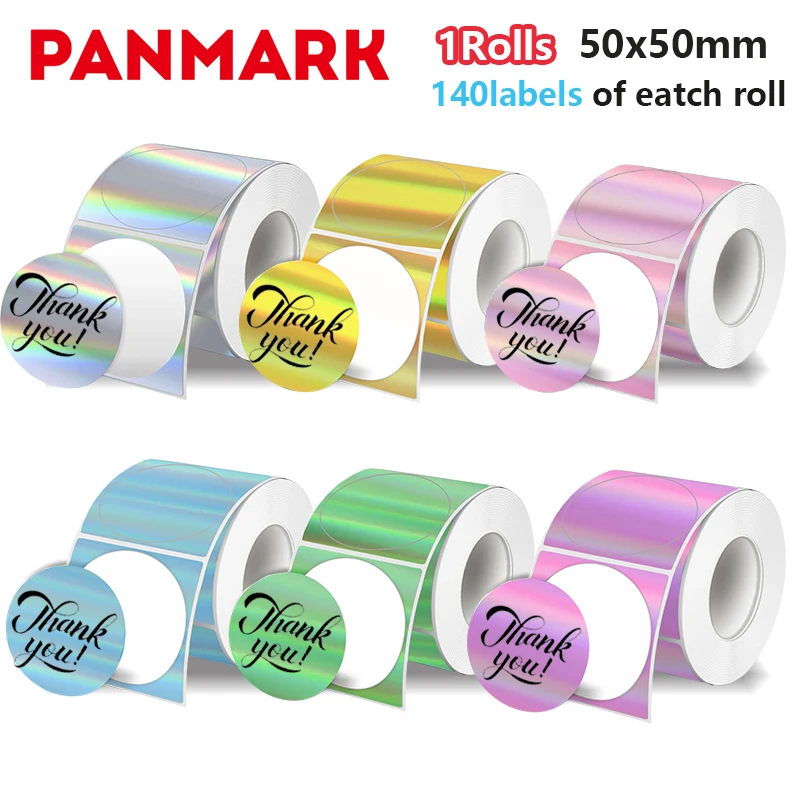 1Roll Cirkel Holografisch Thermisch Label 50/40mm Compatibel Phomemo M110/m220 Zelfklevende kleur laser thermische label sticker