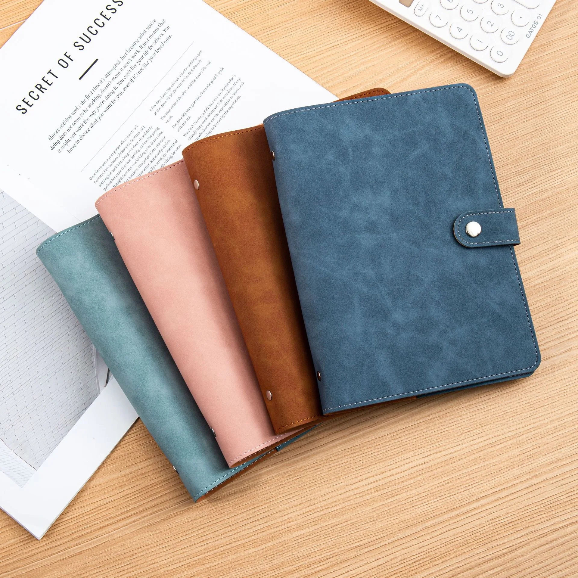 A5 A6 A7 PU Leather Notebook Binder, Refillable 6 Round Ring Binder Cover for A5 Filler Paper, Notebook Personal Planner Binder
